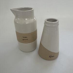 Mud Pie Mini Bud Vases‎ Set of 2 Bloom and Home Grown Farmhouse Country